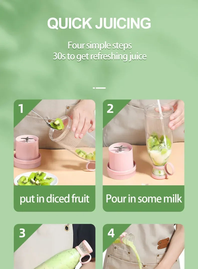 Electric Juicer Cup — 6-Blade USB Portable Blender